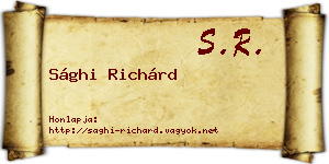 Sághi Richárd névjegykártya